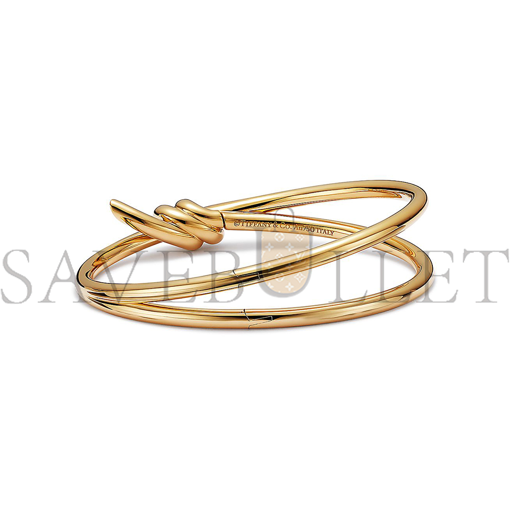 T*f*ny knot double row hinged bangle in yellow gold 68887232